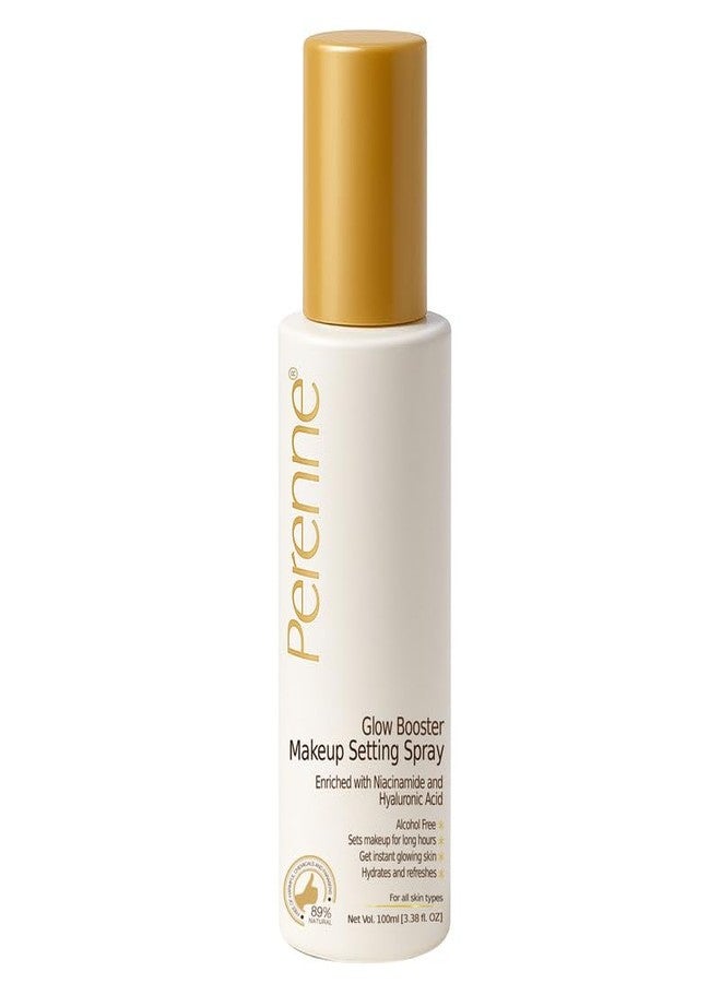 Perenne Glow Booster Makeup Setting Spray with Hyaluronic acid, Aloe vera and Niacinamide| Natural Dewy Finish| Hydrating| Long Lasting Makeup Fixer|Alcohol Free| Paraben Free (100 ml) - Image 1