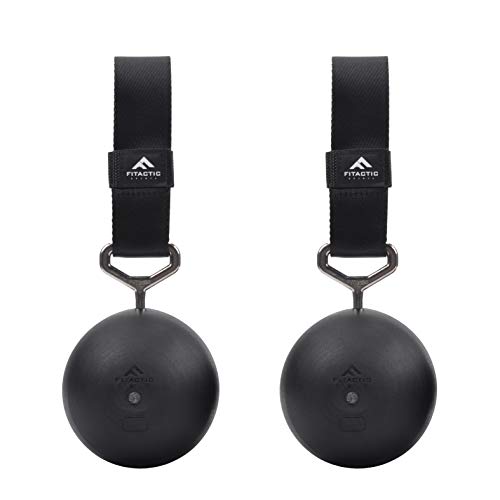 FITactic 4 Inches Rock Climbing Solid Training Cannonball Bomb Power Pull Up Ball Hold Grips for Straps for Finger, Forearm, Biceps, Back Muscles, Sports, Race (2 Balls, Black 4") - Image 1