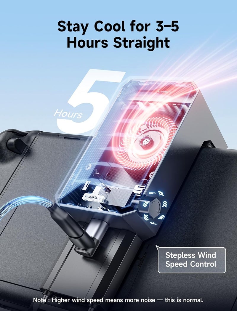 JSAUX Cooling Fan for Switch 2, Cool Down Accessories Compatible with Switch 2 (Stepless Adjustable Fan Speed/18W PD Fast Charging), Cools to Enhance Performance & Extend handheld console Battery Life - Image 5