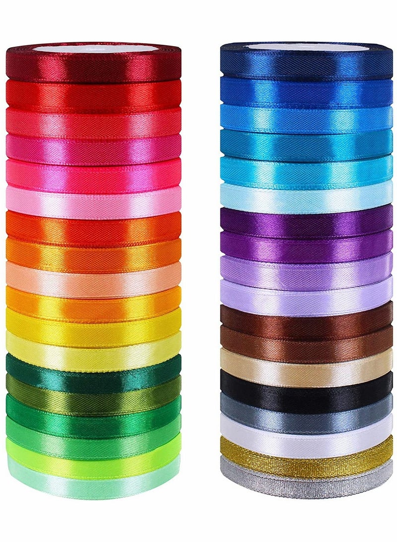 KASTWAVE Metallic Glitter Ribbons Rolls Decorative Ribbons, 36 Colors 900 Yards, 25 Yard/roll Satin Ribbon - Image 2
