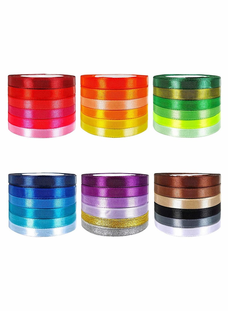 KASTWAVE Metallic Glitter Ribbons Rolls Decorative Ribbons, 36 Colors 900 Yards, 25 Yard/roll Satin Ribbon - Image 1