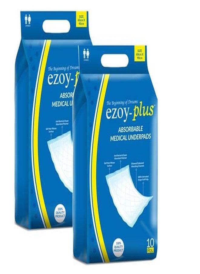 Ezoyplus Premium Underpads, Large (60 X 90 cm), Medical underpads Super Absorbent Polymer & Soft Surface, (Pack of 2) (Underpads, 20 Pcs) - Image 1