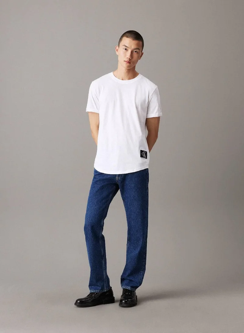 Calvin Klein Jeans Bright White Cotton Badge T-shirt for Men | Best Price UAE