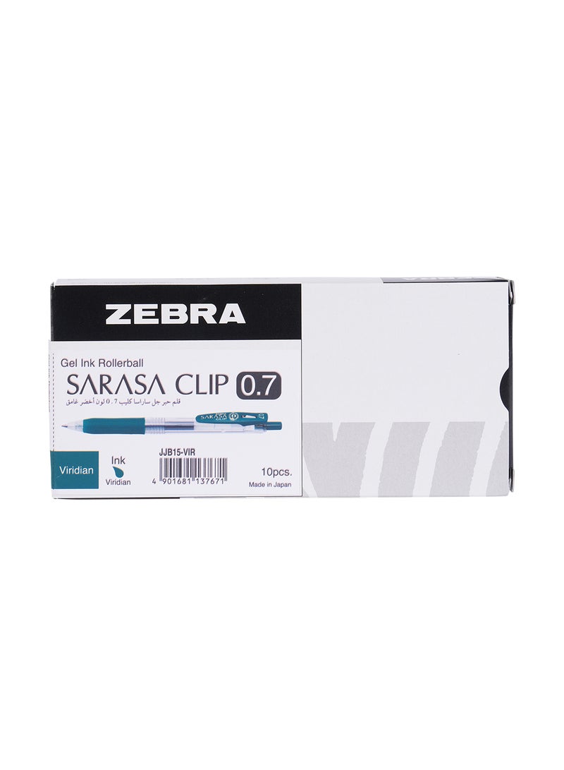 زيبرا ساراسا كليب أقلام جل 0.7 ملم , للكتابة السلسة , الرسم , تدوين الملاحظات , كتابة المذكرات , عبوة من 10 أقلام لون أخضر غامق - Image 1