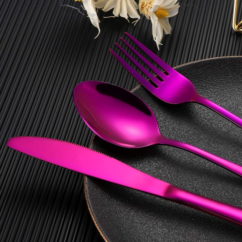 Topbooc Travel Utensils,Reusable Silverware Set To Go Portable Cutlery Set with a Waterproof Carrying Case for Lunch Boxes Workplace Camping Picnic (Purple) - Image 2