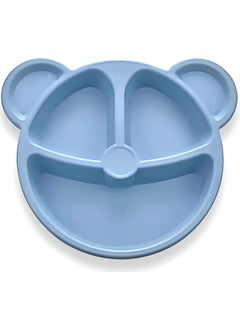 Mor Bebe Purple Bebe Baby 3 Piece Children's Fork Spoon and Food Plate Set with Rabbit Figure Baby Plate Fork Spoon Set (Blue)  - Image 2