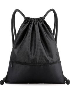 Generic Drawstring Backpack Bag, Waterproof Draw String Back Sack with Zip Pocket, Gym Drawstring Bags Swim Bag for Men Women  - Image 1