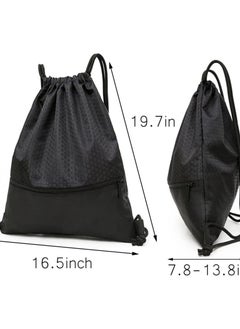 Generic Drawstring Backpack Bag, Waterproof Draw String Back Sack with Zip Pocket, Gym Drawstring Bags Swim Bag for Men Women  - Image 3