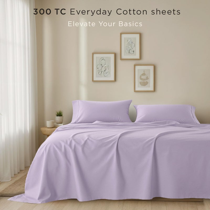 Threadmill 100% Cotton Sheets for King Size Bed | 4 Pc King Bed Sheets Set | Soft, Breathable Lightweight Solid Sateen for All-Season Use | Snug Fit Elastic Deep Pocket King Sheets | Lilac - Image 2