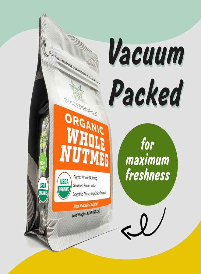 Spice Profile USDA Organic Whole Nutmeg, Lab Tested for Heavy Metals, Resealable 3.5 oz Pouch, Jaiphal, Nuez Moscada - Image 4