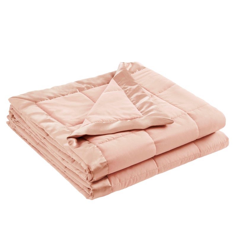madison park Madison Park Windom Down Alternative Blanket Premium 3M Scotchgard Moisture Wicking Treatment Lightweight and Soft Bed Cover For All Season Satin Trim Blush FullQueen  - Image 1