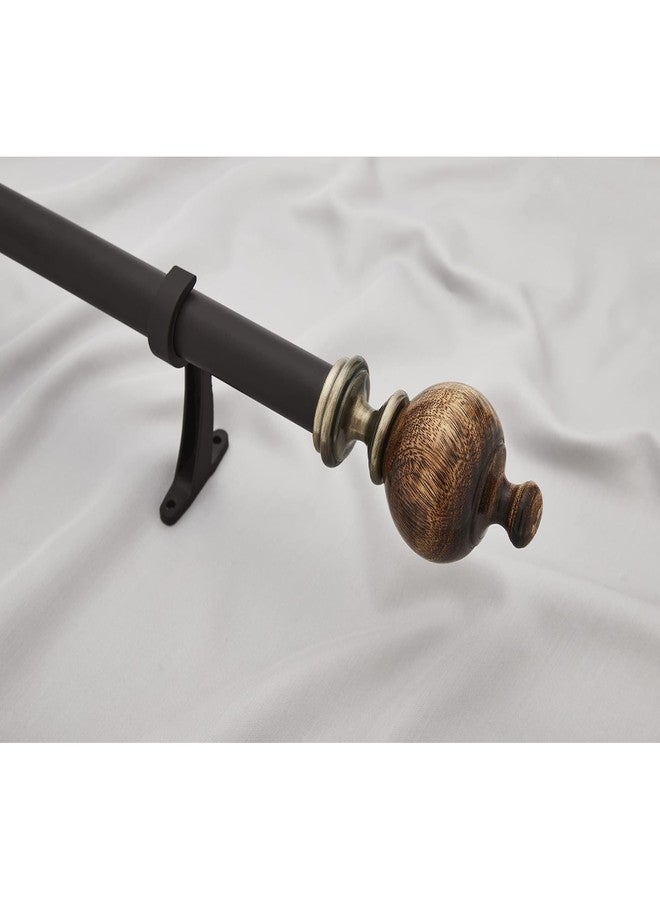 Deco Window Adjustable Brown Curtain Rods for Windows 44 to 120 Inch Decorative Heavy Duty 1 Inch Drapery Rods with Natural Wood Finials - Image 3