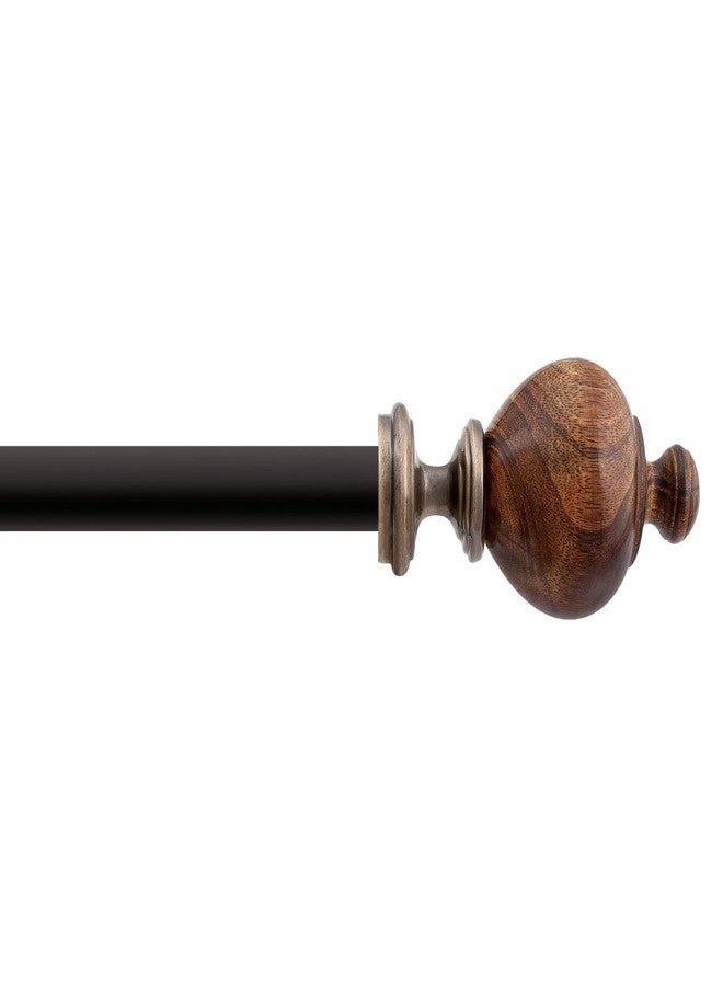 Deco Window Adjustable Brown Curtain Rods for Windows 44 to 120 Inch Decorative Heavy Duty 1 Inch Drapery Rods with Natural Wood Finials - Image 1