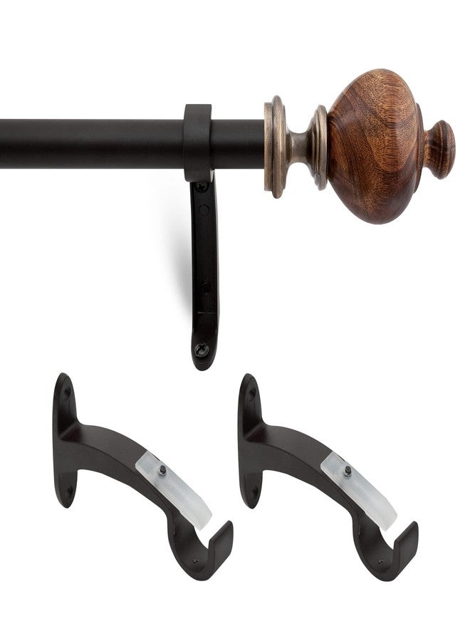 Deco Window Adjustable Brown Curtain Rods for Windows 44 to 120 Inch Decorative Heavy Duty 1 Inch Drapery Rods with Natural Wood Finials - Image 2