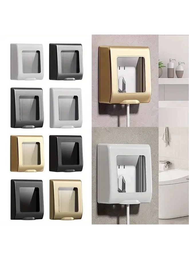 Black Waterproof Switch Protective Cover Self Adhesive Transparent Splash Proof 86 Type Electric Plug Cover - Image 2