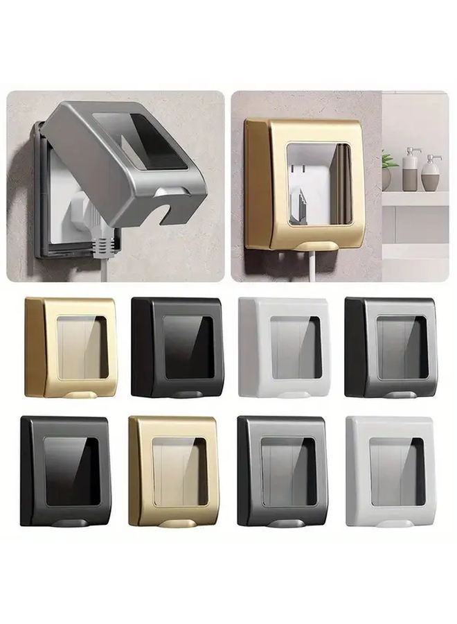 Black Waterproof Switch Protective Cover Self Adhesive Transparent Splash Proof 86 Type Electric Plug Cover - Image 1