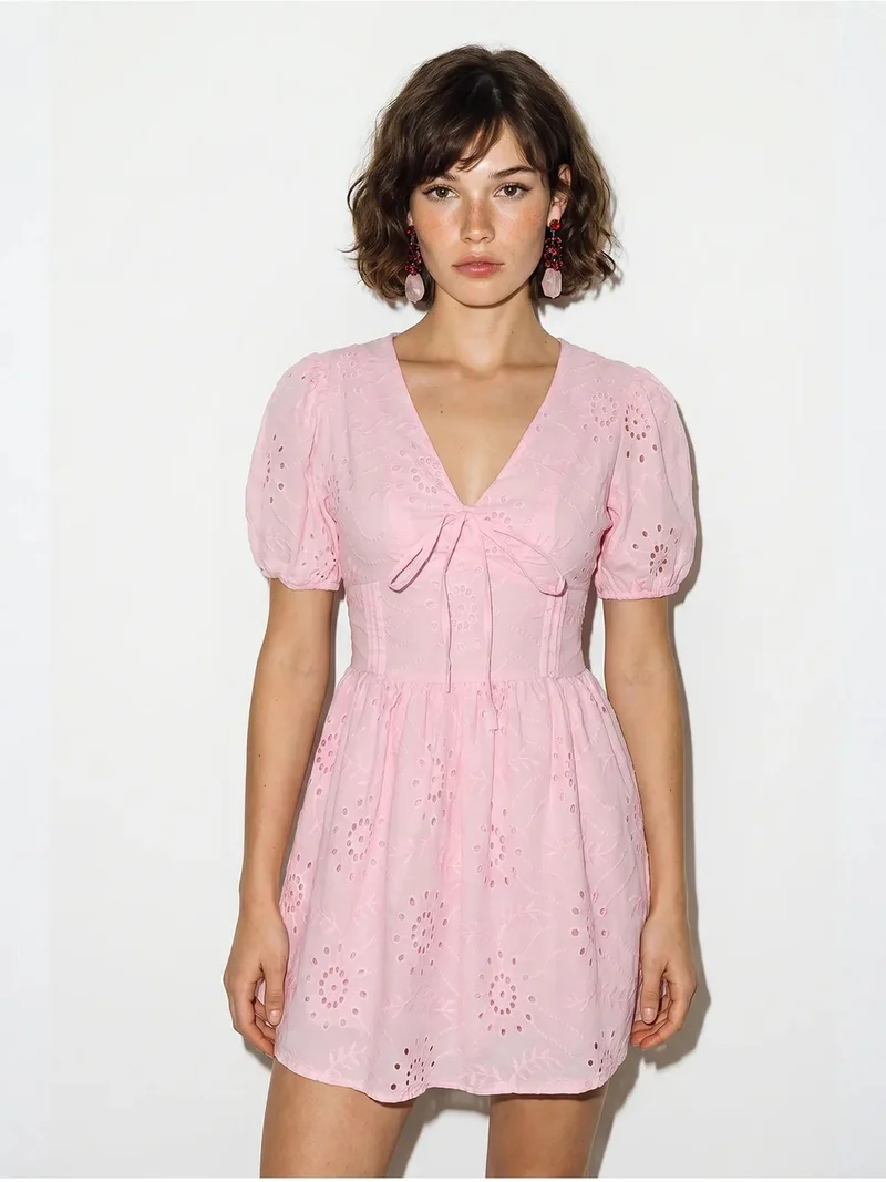Bianco Lucci LUCCI Embroidered Mini Skater Dress