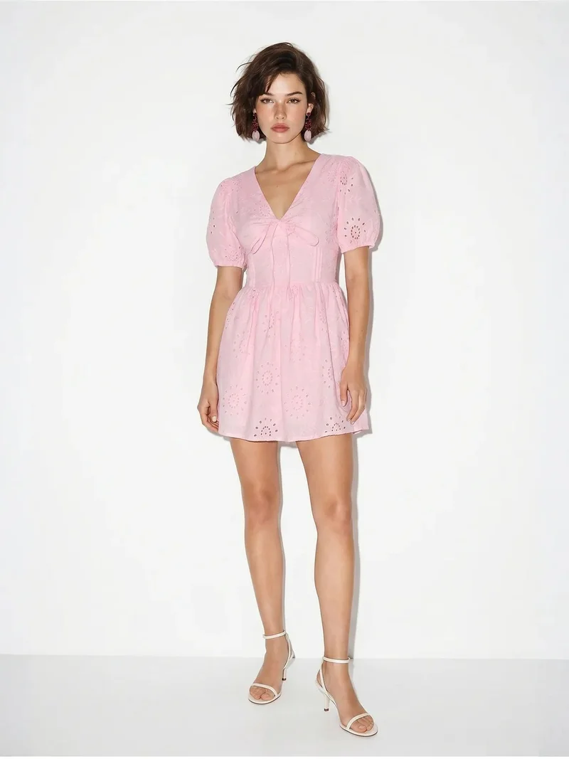 Bianco Lucci LUCCI Embroidered Mini Skater Dress