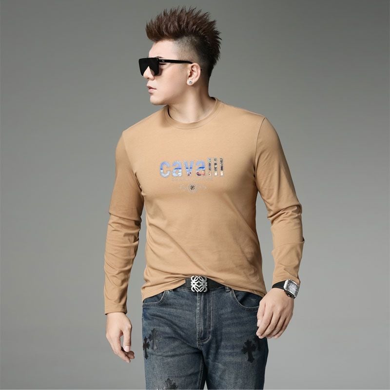 European Station Long-sleeved T-shirt Men's Autumn and Winter 2024 New T-shirt Trendy Brand Hot Drilling Men's Crewneck Base Shirt Top - Image 3