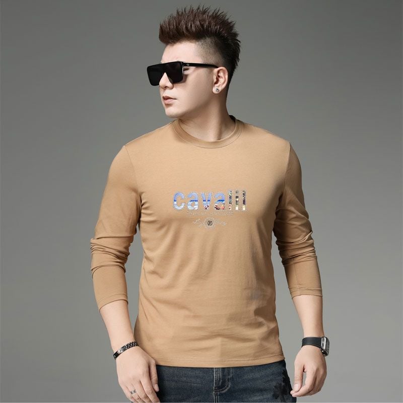 European Station Long-sleeved T-shirt Men's Autumn and Winter 2024 New T-shirt Trendy Brand Hot Drilling Men's Crewneck Base Shirt Top - Image 1