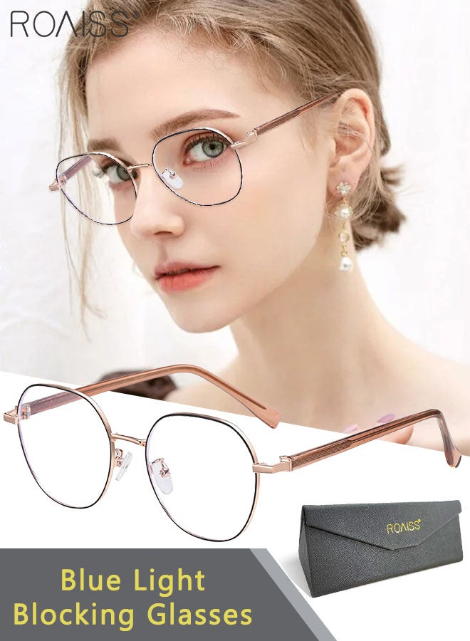 roaiss Blue Light Blocking Glasses Anti Blue Light Computer Reading Gaming TV Phones Round Eyeglasses Fashion Anti Eyestrain Headache Eyewear for Men Women Black Rose Gold 52mm - Image 1