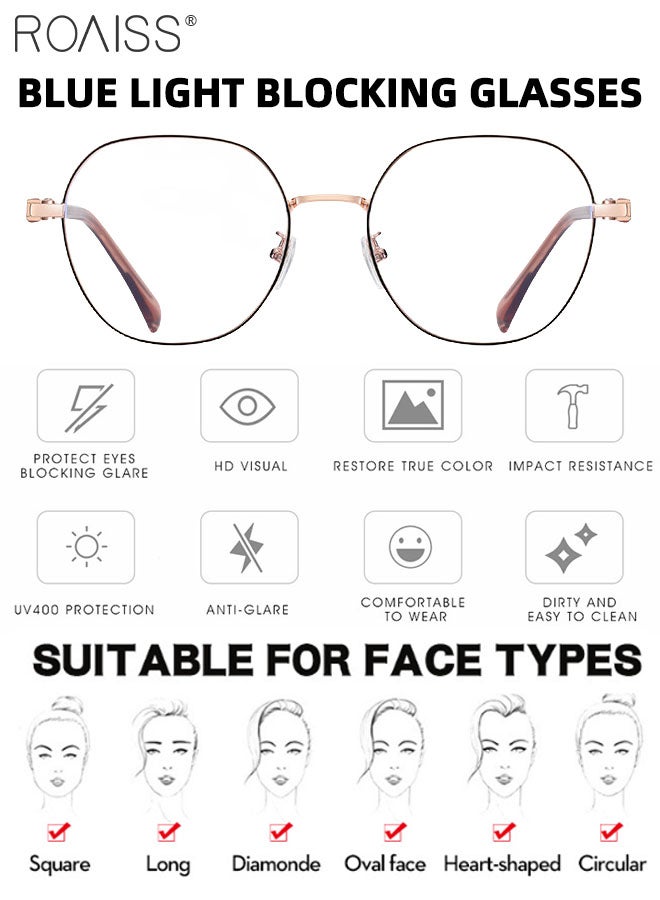 roaiss Blue Light Blocking Glasses Anti Blue Light Computer Reading Gaming TV Phones Round Eyeglasses Fashion Anti Eyestrain Headache Eyewear for Men Women Black Rose Gold 52mm - Image 4