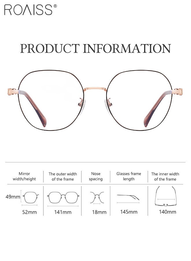roaiss Blue Light Blocking Glasses Anti Blue Light Computer Reading Gaming TV Phones Round Eyeglasses Fashion Anti Eyestrain Headache Eyewear for Men Women Black Rose Gold 52mm - Image 3