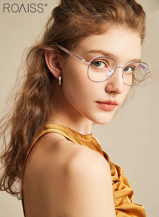 roaiss Blue Light Blocking Glasses Anti Blue Light Computer Reading Gaming TV Phones Round Eyeglasses Fashion Anti Eyestrain Headache Eyewear for Men Women Black Rose Gold 52mm - Image 2