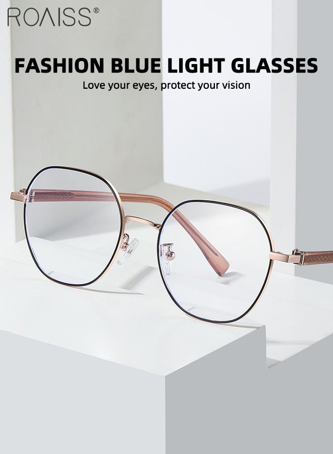 roaiss Blue Light Blocking Glasses Anti Blue Light Computer Reading Gaming TV Phones Round Eyeglasses Fashion Anti Eyestrain Headache Eyewear for Men Women Black Rose Gold 52mm - Image 5