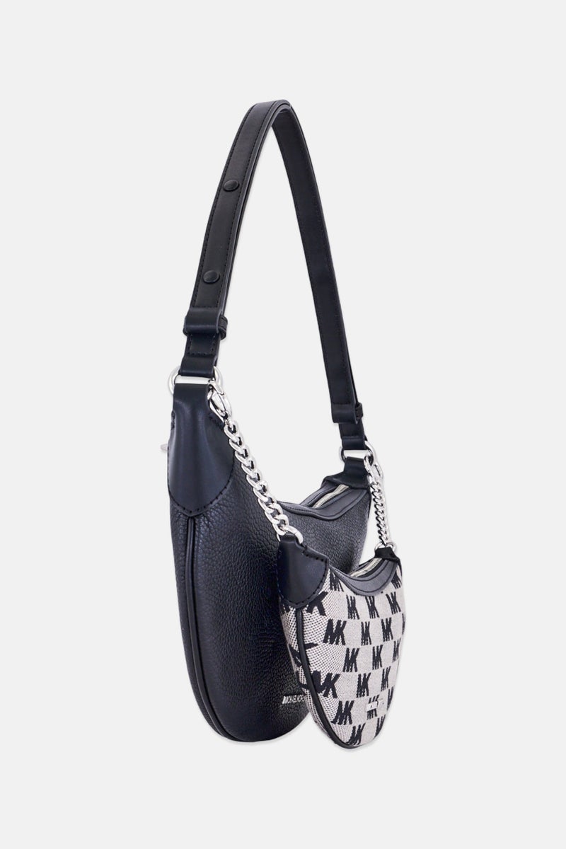 Michael Kors حقيبة كتف هوليس 2 في 1 للنساء بشعار العلامة التجارية، سوداء - Image 3