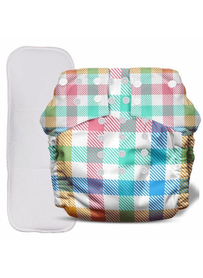 Mother Sparsh Ther Sparsh Free Size Cloth Diaper For Babies ; Washable & Reusable ; With 1200+ Gsm Dry Feel Absorbent Soaker Pad ; Pack Of 2 (Checker & Kiwi)  - Image 4