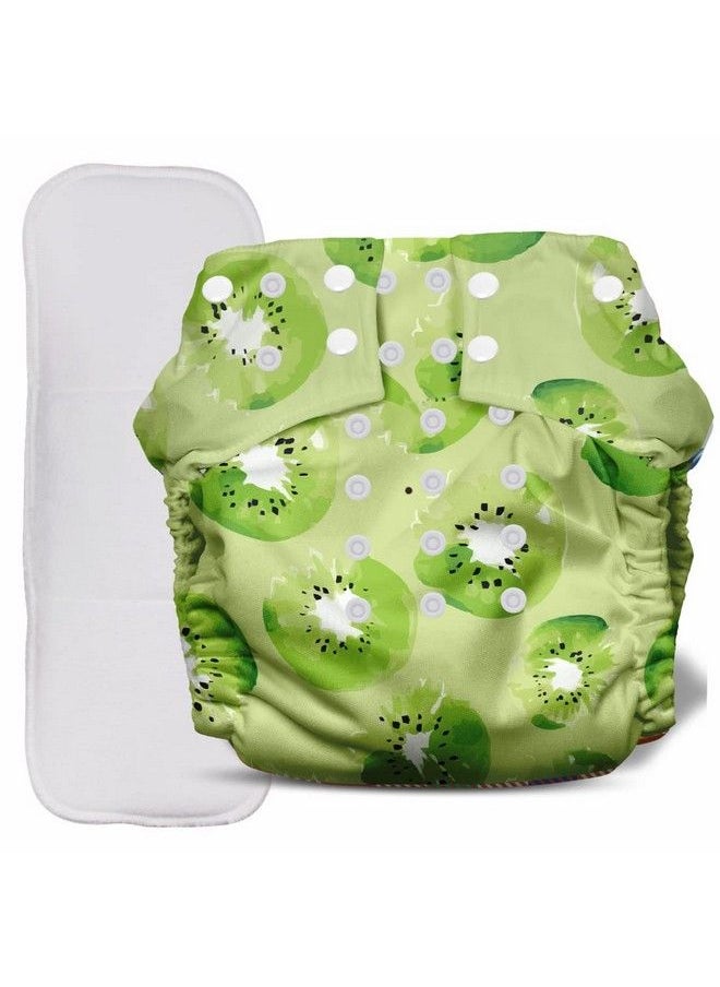 Mother Sparsh Ther Sparsh Free Size Cloth Diaper For Babies ; Washable & Reusable ; With 1200+ Gsm Dry Feel Absorbent Soaker Pad ; Pack Of 2 (Checker & Kiwi)  - Image 3