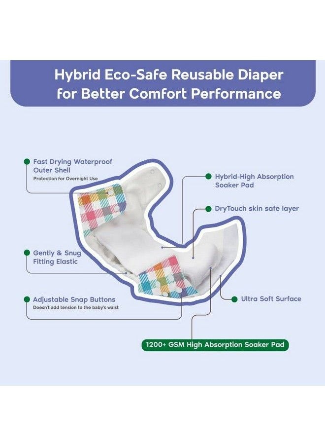 Mother Sparsh Ther Sparsh Free Size Cloth Diaper For Babies ; Washable & Reusable ; With 1200+ Gsm Dry Feel Absorbent Soaker Pad ; Pack Of 2 (Checker & Kiwi)  - Image 5