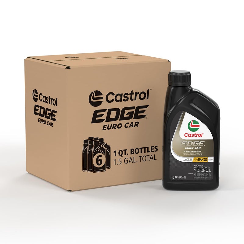 Castrol EDGE Euro 5W-30 A3/B4 European Advanced Full Synthetic Motor Oil, 1 Quart, Pack of 6 - Image 1