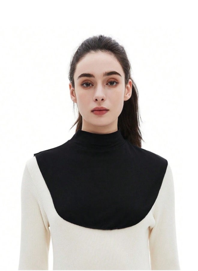 Generic Women's Detachable Mock Turtleneck Dickey Collar - Solid-Stripe Knit Convertible Layering Piece For Suit  - Image 2