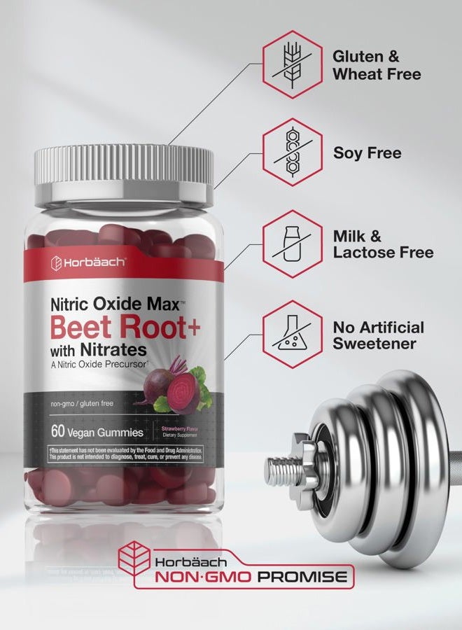 Horbaach Nitric Oxide Beet Root Gummies | 60 Count | with Nitrates | Strawberry Flavor | Vegan, Non-GMO, Gluten Free Supplement  - Image 5