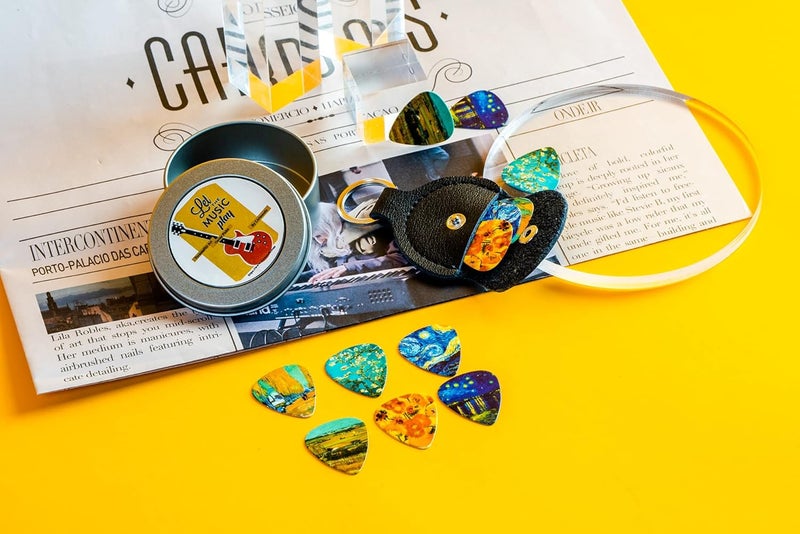 Estaur Guitar Picks - Cheliz 12 Medium Gauge Celluloid Guitar Picks In a Box W/Picks Holder. Unique Guitar Gift For Bass, Electric & Acoustic Guitars (Van Gogh) - Image 5