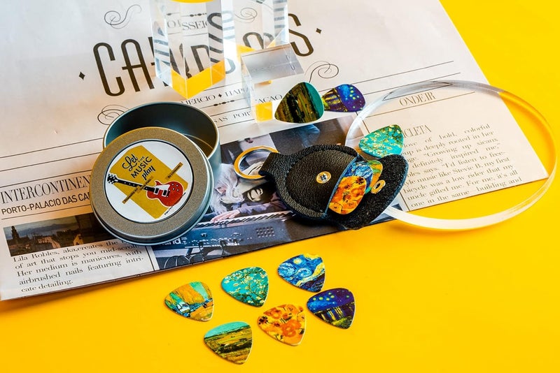 Estaur Guitar Picks - Cheliz 12 Medium Gauge Celluloid Guitar Picks In a Box W/Picks Holder. Unique Guitar Gift For Bass, Electric & Acoustic Guitars (Van Gogh) - Image 4