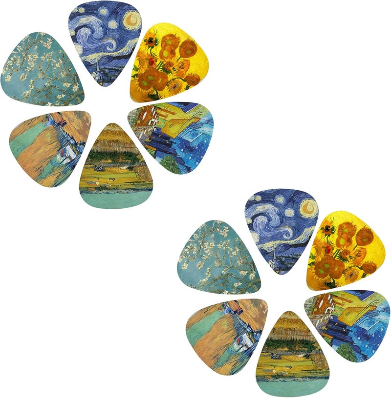 Estaur Guitar Picks - Cheliz 12 Medium Gauge Celluloid Guitar Picks In a Box W/Picks Holder. Unique Guitar Gift For Bass, Electric & Acoustic Guitars (Van Gogh) - Image 3