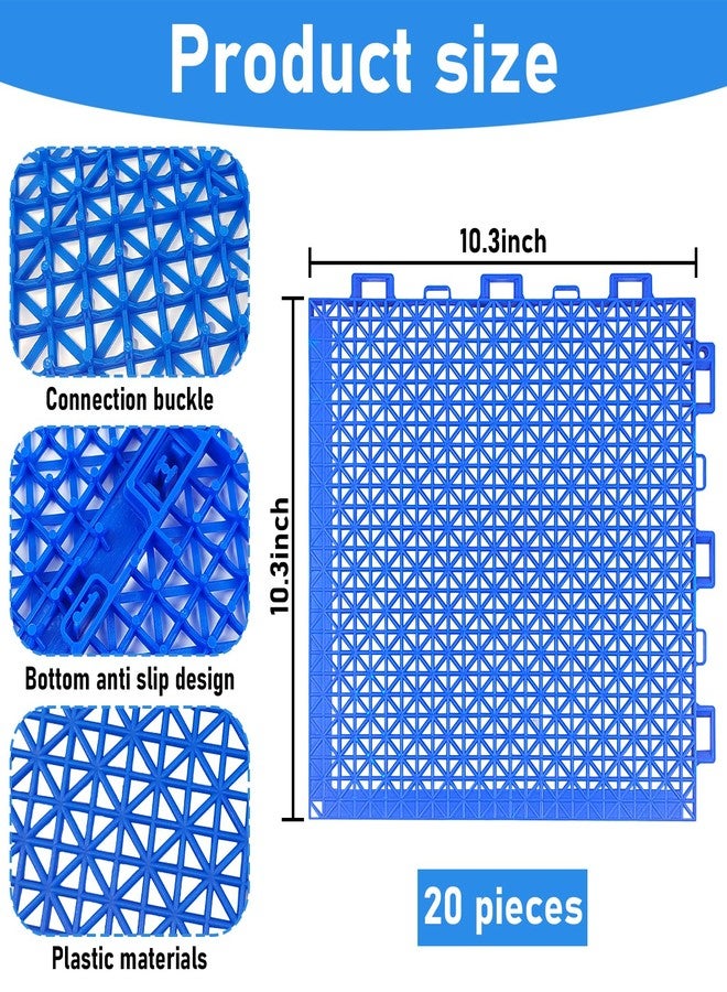 Hlimior 20Pcs Pool Drainage Mat,10.3" x 10.3"Above Ground Walkways, Pool Mat with Multiple Splicing Methods to Prevent Dirt from Entering The Pool,Interlocking Plastic Floor for Pools, Spas, Passways - Image 2