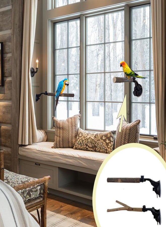TTFdacai 2 PCS Natural Wood Bird Perch with Suction Cup Parrot Shower and Window Perch Stand Bird Portable Suction Cup Shower Perch for Parrot Parakeet Cockatiel Conure Budgie Lovebirds - Image 5