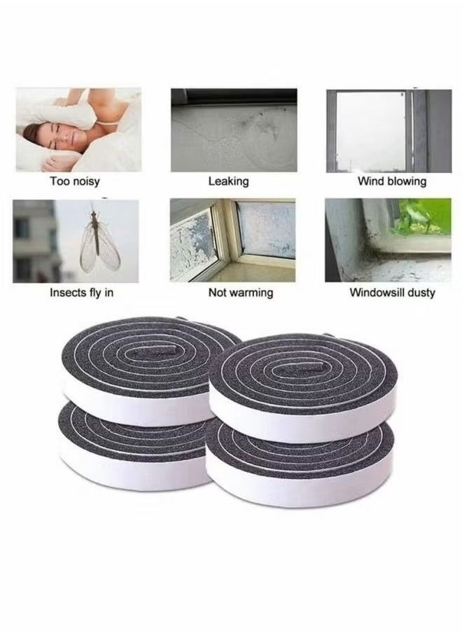 4 Rolls Self Adhesive Window Soundproof Sealing Strip, Gap Dust-Proof, Windproof and Noise Proof Sealing Tape Use for Window, Door, Draught, Excluder, Air Conditioner 1 M