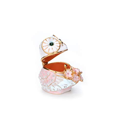 Furuida Cute Big Eyes Owl Holding Pink Bouquet Trinket Box with Hinged Classic Animal Ornaments Unique Gift for Family - Image 2