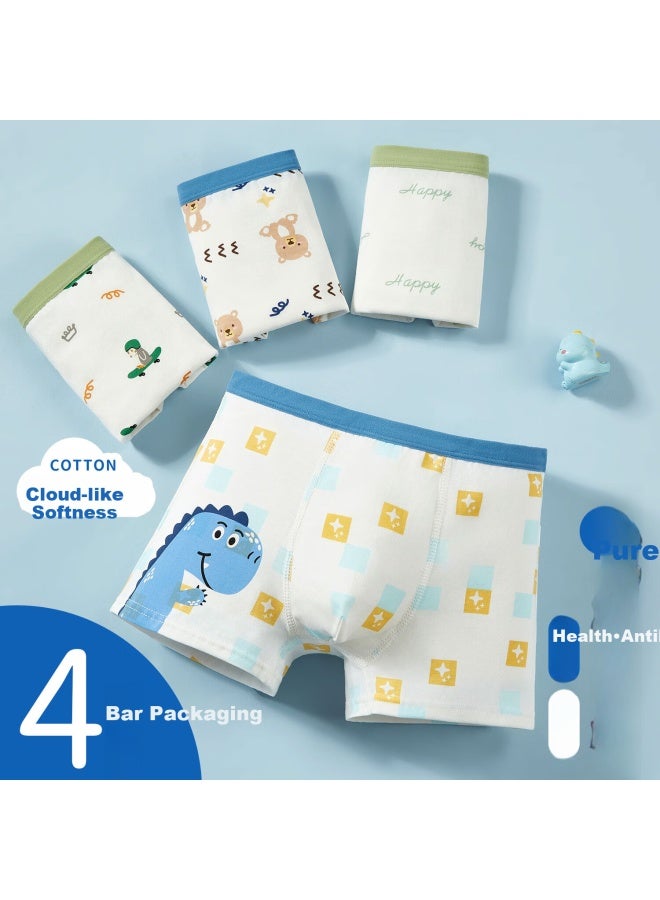 Fentengcare 7a Antibacterial 100% Cotton Crotch 4-pack Children's Underwear For Big Kids Soft Boxer Briefs For Boys Yr - Image 2