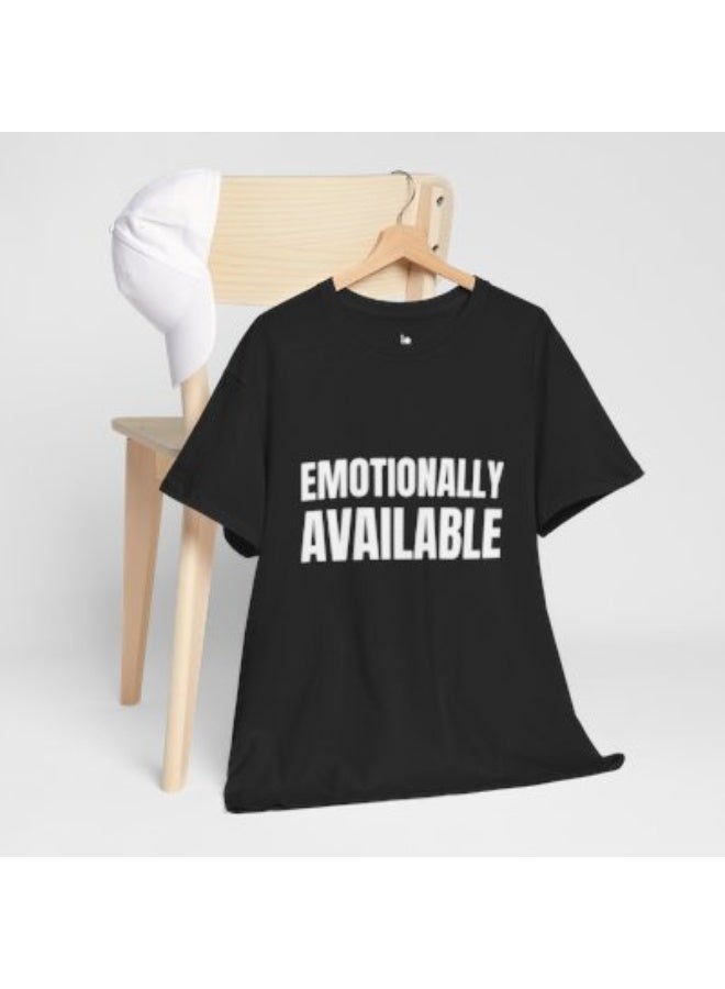 Lo Life Emotionally Available T-Shirt | Black Cotton Graphic Tee - Image 4