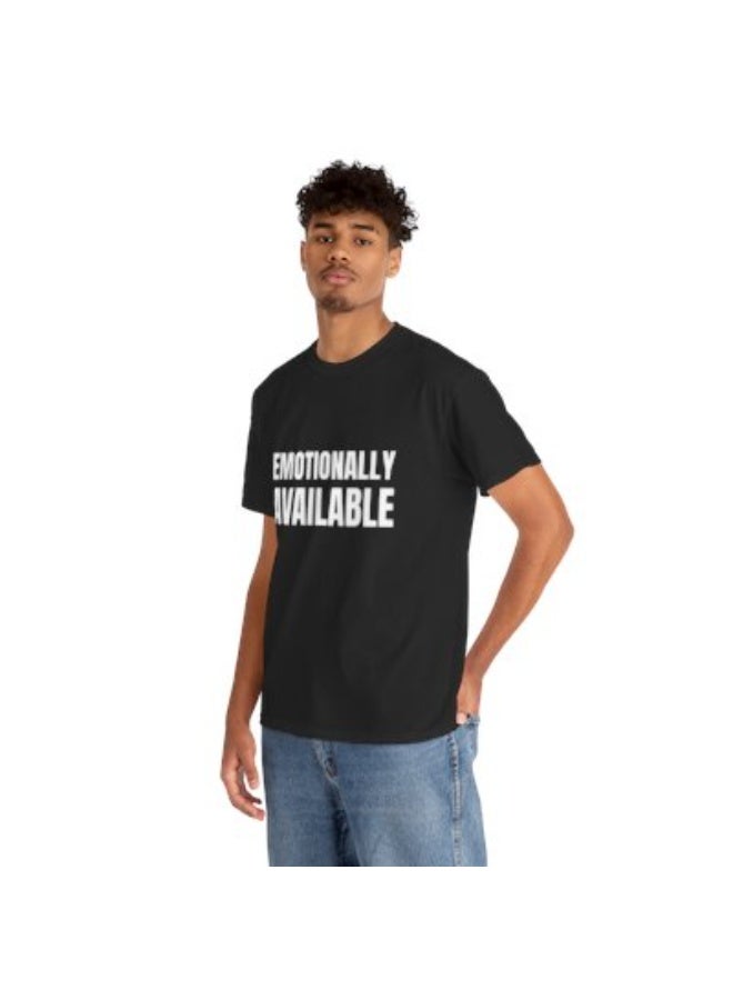 Lo Life Emotionally Available T-Shirt | Black Cotton Graphic Tee - Image 5