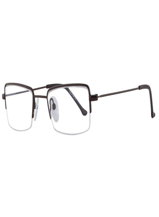 Visions India Optilite Unisex Rectangle Brown Half Rim Spectacles with Blue Cut Lenses and Anti-Glare Coating (Zero Power) - Image 1