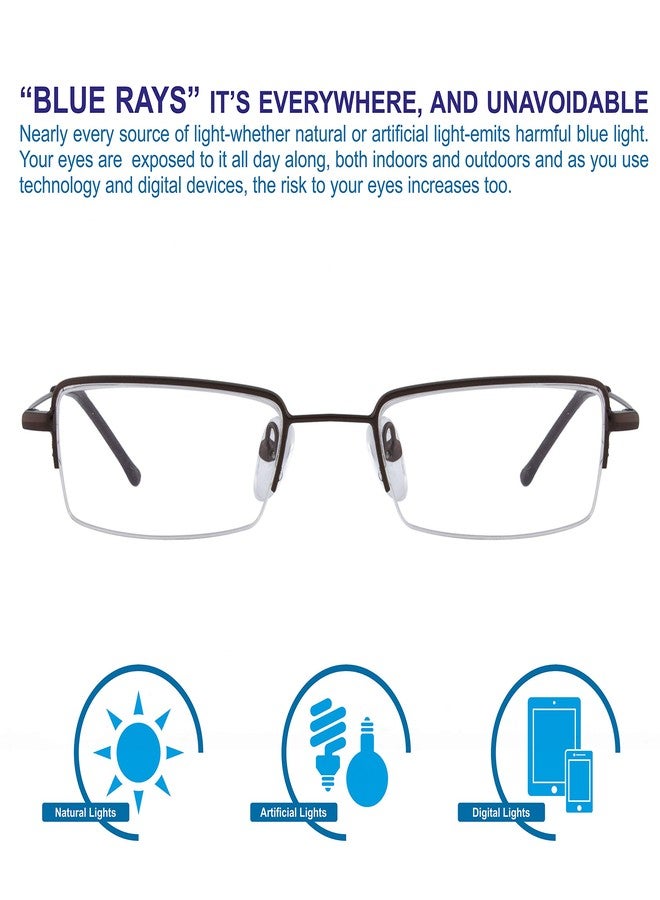 Visions India Optilite Unisex Rectangle Brown Half Rim Spectacles with Blue Cut Lenses and Anti-Glare Coating (Zero Power) - Image 3