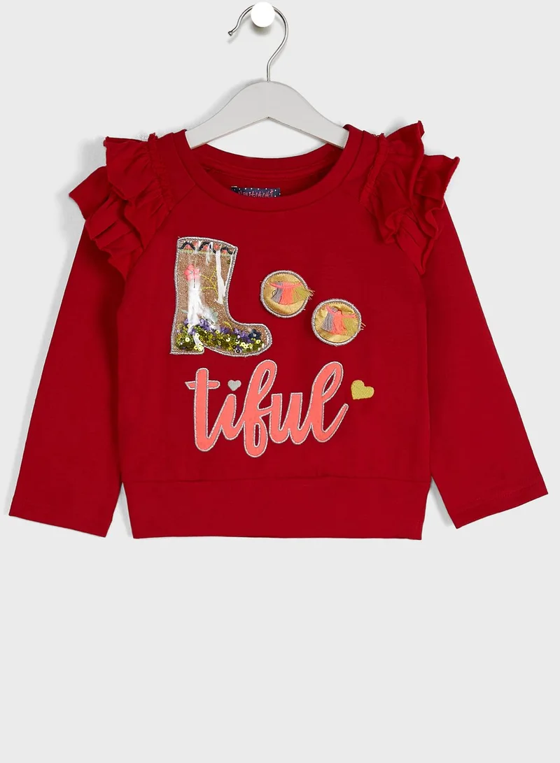 Nautinati Badge Ruffle Shoulder Sweatshirt
