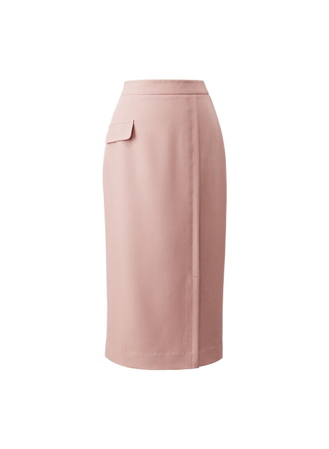 Yanyee Split Skirt, Autumn Wear Professional And Elegant Mid-length Over-knee Skirt, Rubber Red, L/40 - Image 3